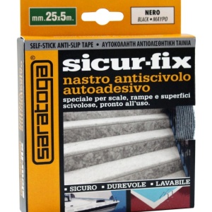 Banda auto-adeziva antiderapanta SICUR-FIX negru - bobina 25mm x 5m