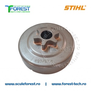 Carcasa ambreiaj originala pentru drujba Stihl MS017, MS018, MS019, MS170, MS 170c, MS180, MS 180C, MS 190T, MS191T cu pinion fix pas .3/8" - Img 3