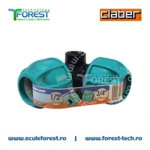 Cot Claber de 90° cu mufe de 3/4" si conector de legatura de 1/2" - Img 3