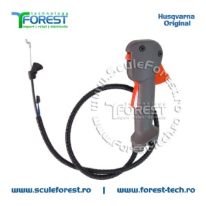 Maner acceleratie complet original cu cabluri pentru motocoasa Husqvarna 128R - Img 2