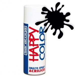 Vopsea spray "HAPPY COLOR" acrilic NEGRU LUCIOS RAL 9005 - 400ml