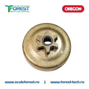 Carcasa ambreiaj Oregon pentru drujba Husqvarna 120MarkII, 236, 240, 240e, Jonsered CS2234, Cs2238, Partner 351, 352, 371, 372 cu pinion fix si rulment pas .3/8"