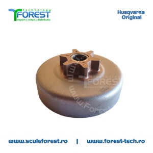 Carcasa ambreiaj originala pentru drujba Husqvarna 120 Mark II, 235, 235e, 236, 236 II, 240, 240e, Jonsered CS2036, CS2040, CS2234, CS2238 si Partner 352, 371 cu pinion fix si rulment pas .3/8" - Img 3