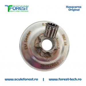 Carcasa ambreiaj originala pentru drujba Husqvarna 340, 340e, 345, 345e, 350, 350e, 445, 445e, 450 cu pinion fix si rulment pas .325" - Img 3