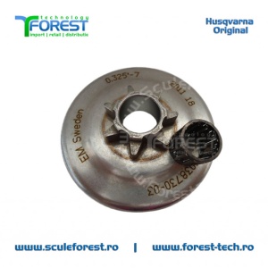 Carcasa ambreiaj originala pentru drujba Husqvarna 340, 340e, 345, 345e, 350, 350e, 445, 445e, 450 cu pinion fix si rulment pas .325" - Img 4