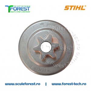 Carcasa ambreiaj originala pentru drujba Stihl MS017, MS018, MS019, MS170, MS 170c, MS180, MS 180C, MS 190T, MS191T cu pinion fix pas .3/8" - Img 6