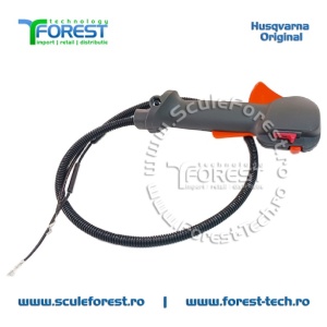 Maner acceleratie complet original cu cabluri pentru motocoasa Husqvarna 135R - Img 2