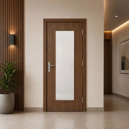 Usa rezistenta la foc din lemn EI 60, cu geam mare, toc din lemn, Porta Doors - Img 2