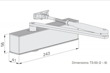 Amortizor usa cu brat standard TS 50 EN 2-6, ECO Schulte - Img 2
