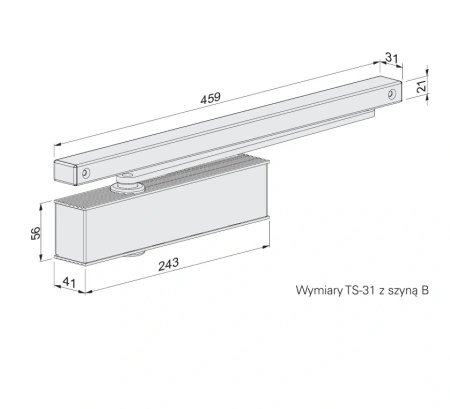 Amortizor usa cu brat culisant TS 33 EN 3, ECO Schulte - Img 2