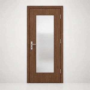 Usa rezistenta la foc din lemn EI 60, cu geam mare, toc din otel, Porta Doors