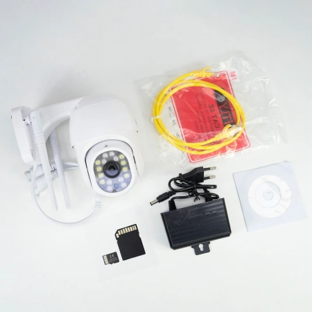 Pachet Camera supraveghere video wireless PNI IP440 WiFi, PTZ, 4MP si card de memorie MicroSD PNI 12