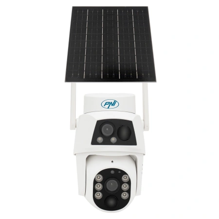 Camera supraveghere video PNI IP794 cu Wi-Fi, PTZ, dual lens 2MP + 2MP, panou solar 5.5W, acumulator