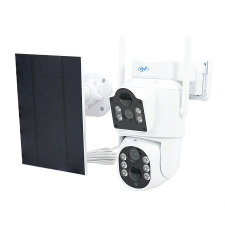 Camera supraveghere video PNI IP792 dual lens 2MP + 2MP, panou solar 3W, acumulator 6000mAh incorpor