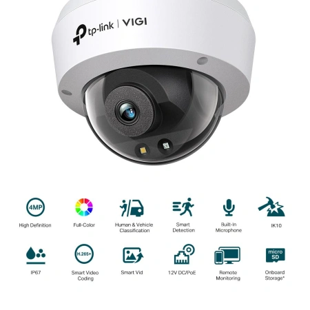 Camera IP Dome TP-Link C240(4MM), 4MP, Lentila 4mm, IR+WL 30ml, rezolutie video 2560 × 1440, H.265+/H.265/H.264+/H.264, - Img 2
