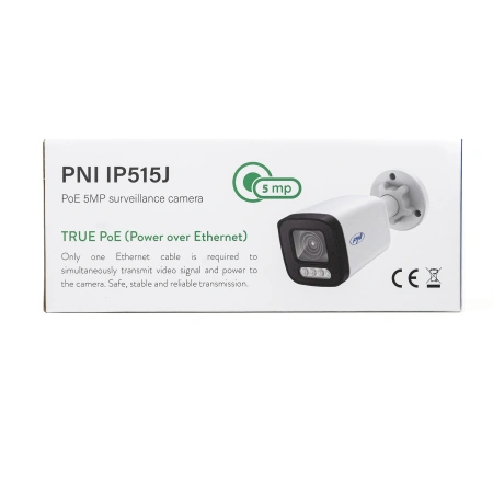 Camera supraveghere video PNI IP515J POE, bullet 5MP, 2.8mm, pentru exterior, audio bidirectional, a