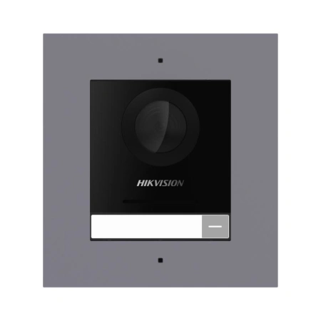 Post exterior modular videointerfon IP Hikvision DS-KD8003-IME1(B)/FL, montaj ingropat, 1 buton, 2000 de utilizatori, autentificare prin card, IP65, alimentare: 12 VDC, 500 mA, IEEE 802.3af, PoE, dimensiuni: 99.76 mm × 98 mm × 42.04 mm, greutate: 0.375kg, - Img 2
