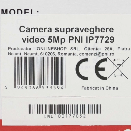 Camera supraveghere video PNI IP7729 5MP, 4mm, 8 LED-uri, D-WDR, P2P, ONVIF, 12V, pentru exterior, a