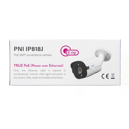 Camera supraveghere video PNI IP818J POE, bullet 8MP, black light, lentila 2.8mm, pentru exterior, a