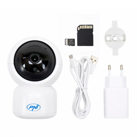 Pachet Camera supraveghere video PNI IP390T 1080P cu PTZ WiFi H264+Card de memorie MicroSD PNI 128GB