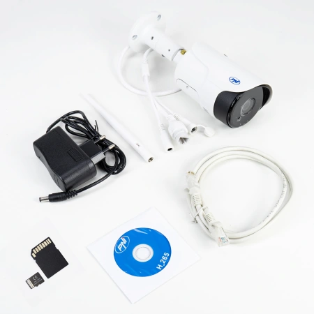 Pachet Camera supraveghere video PNI House IP52LR 2MP 1080P wireless cu IP + Card de memorie MicroSD