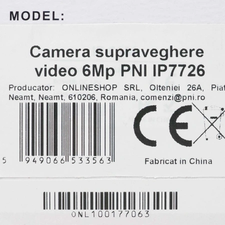 Camera supraveghere video PNI IP7726 6MP, 8 LED-uri BlackLight, lentila 4mm, 12V, pentru exterior, a