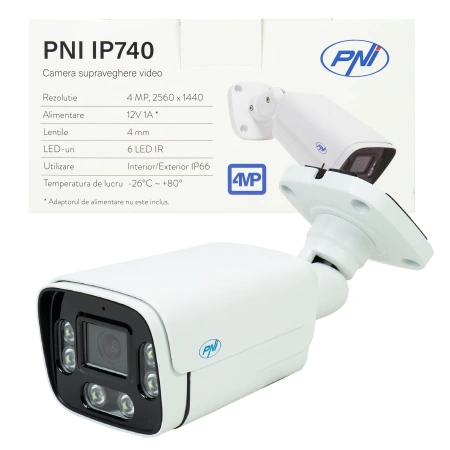Camera supraveghere video PNI IP740 4MP, 6 LED-uri IR, IP66, alb atât cu NVR, cât și stand alone rez