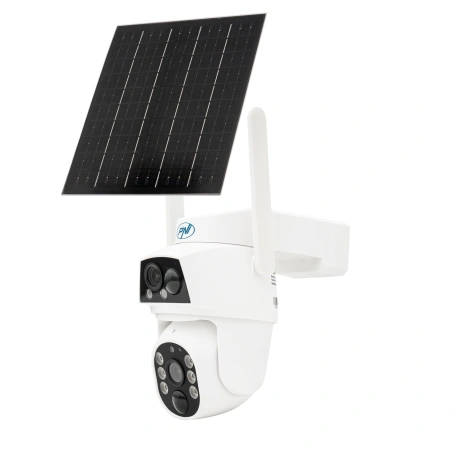 Camera supraveghere video PNI IP794 cu Wi-Fi, PTZ, dual lens 2MP + 2MP, panou solar 5.5W, acumulator