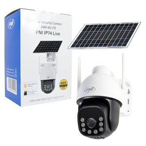 Camera supraveghere video PNI IP74 Live AOV Black Light 4MP GSM 4G cu panou solar si acumulator 16000 mAh Always On Video