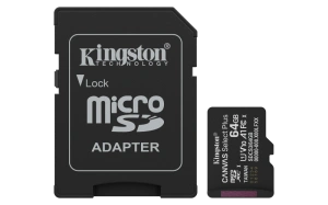 Card de memorie Kingston Canvas Select Plus Gen3 Micro-SDXC, 64 GB, Clasa 10 + Adaptor
