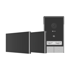 KIT VIDEINTERFON EZVIZ HP7 2-ENTRY, Senzor imagine: 1/2.7" Progressive Scan CMOS, Rezolutie 2K (2048x1296), Lentila: 2.0 mm @ F2.2, view angle: 162° (Diagonal) IR 6M, Compresie: H.265 / H.264 Ecran interior: 7 "touch screen, 1024x600 Conexiune: 2xFire ( M