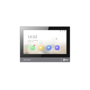 Monitor videointerfon WIFI 7" Hikvision DS-KH8381-WTE1/SF; ecran colorful IPS 7", rezolutie ecran 1024 × 600; Conectivitate: Retea wireless: Wi-Fi 802.11b/g/n; 1 RJ-45 10/100Mbps self-adaptive; TCP/IP, SIP, RTSP; microfon si difuzor incorporat; 8x intrare