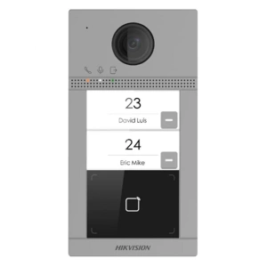 Post de exterior videointerfon IP Hikvision DS-KV8213-WME1(C); WIFI; 2 x buton de apelare(Support web configuration); camera video 2MP True WDR unghivizualizare: Horizontal: 124° Vertical: 75°, vizualizare pe timp de noapte IR maxim 3 metri; comunicare au