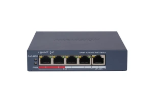 Switch Hikvision Fast Ethernet DS-3E1105P-EI(V2), 4 porturi + 1 uplink, PoE