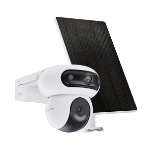 CAMERA EZVIZ CU PANOU SOLAR HB90+8W SOLAR PANEL KIT, Senzor CMOS de scanare progresivă de 1/3" de 4 MP, Lentila superioară: 2,8 mm @ F1.2, câmp vizual: diagonală 110°, Orizontală 96°, verticală 54° Inferioară lentilă: 6 mm @ F1.2, câmp vizual: diagonală 6