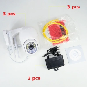 Kit 3bucati Camera supraveghere video wireless PNI IP440 WiFi PTZ, 4MP, zoom digital, slot micro SD,