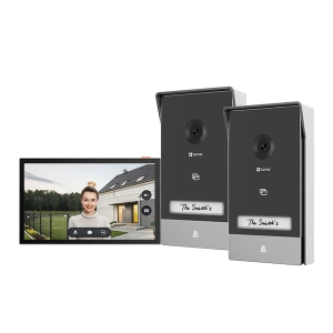 KIT VIDEINTERFON EZVIZ HP7 2-ENTRY, Senzor imagine: 1/2.7" Progressive Scan CMOS, Rezolutie 2K (2048x1296), Lentila: 2.0 mm @ F2.2, view angle: 162° (Diagonal) IR 6M, Compresie: H.265 / H.264 Ecran interior: 7 "touch screen, 1024x600 Conexiune: 2xFire ( M