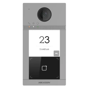 Post de exterior videointerfon IP Hikvision DS-KV8113-WME1(C); WIFI; 1 x buton de apelare( pentru o singura familie- permite apelarea a mai multor monitoare de interior); camera video 2MP True WDR ( unghi vizualizare: Horizontal: 129° Vertical: 75°), vizu
