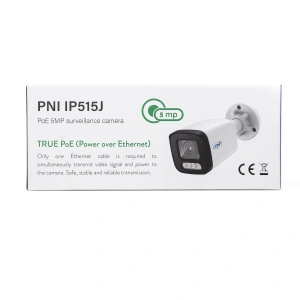 Camera supraveghere video PNI IP515J POE, bullet 5MP, 2.8mm, pentru exterior, audio bidirectional, a