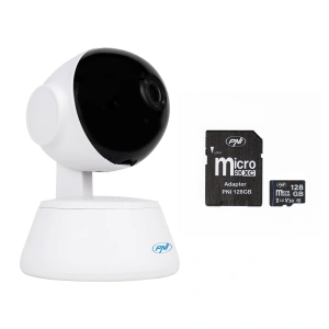 Pachet Camera supraveghere video PNI IP720LR, 1080P, 2MP, IP, P2P, PTZ si card de memorie microSD PNI 128GB inclus