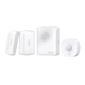 Smart IoT Hub with Chime SPEC: 2.4 GHz, 868 MHz, 100-240 V~, 50/60 Hz, Plug-in FEATURE: 90dB Adjustable Audio Alarm, 19 Ringtones, Up to 65 Switches, Sensors or Buttons, Mute Button, Easy Setup, Device Sharing, Flame- Retardant, Tapo App