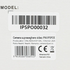 Camera supraveghere video PNI IP5POE, 5MP, D-WDR, 4.0mm, 6 LED-uri, IP66, alb, are functii AI human 