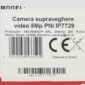 Camera supraveghere video PNI IP7729 5MP, 4mm, 8 LED-uri, D-WDR, P2P, ONVIF, 12V, pentru exterior, a