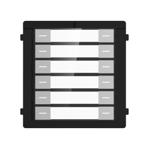 Modul de extensie videinterfon cu 12 butoane de apelare Hikvision DS-KD- K12; montaj aplicat sau ingropat (acesoriile de montaj nu sunt incluse), customizare afisare nume; iluminare pe timp de noapte; Conectare RS-485, Protectie: IP 65; Dimensiuni: 98.2 m
