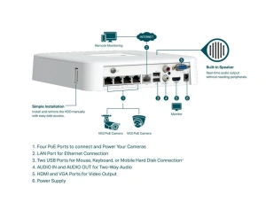 " NVR PoE TP-Link VIGI 4 canale 1104H4P; 53W, 8 MP,1 SATA Interface, max 10TB(neinclus), H.265+; ONVIF, Detecții avansate + sunete anormale " - Img 3