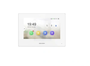 Monitor videointerfon Hikvision DS-KH6320Y-WTE2/WH, 2 fire, 4 7-inch IPS touch screen, rezolutie: 1024 × 600, TFT, fara butoane, temperatura de functionare: -10 °C to 50 °C, culoare: alb.