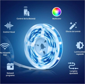 TP-Link Tapo L900-10 Smart light strip kit, 16 milioane culori, 2 x 5m, dimensiuni: 5000 × 10 × 1.6 mm fiecare, Wi-Fi Protocol: IEEE 802.11b/g/n, Frecventa: 2.4 GHz, intensitate reglabila. - Img 2
