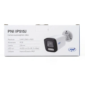 Camera supraveghere video PNI IP515J POE, bullet 5MP, 2.8mm, pentru exterior, audio bidirectional, a
