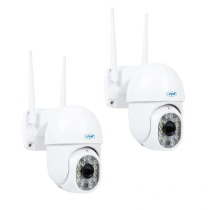 Kit 2bucati Camera supraveghere video wireless PNI IP440 WiFi PTZ, 4MP, zoom digital, slot micro SD, stand-alone, alarma detectie miscare, urmarire miscare
