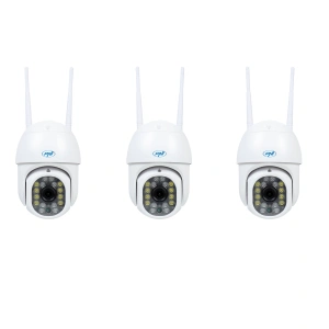Kit 3bucati Camera supraveghere video wireless PNI IP440 WiFi PTZ, 4MP, zoom digital, slot micro SD, stand-alone, alarma detectie miscare, urmarire miscare